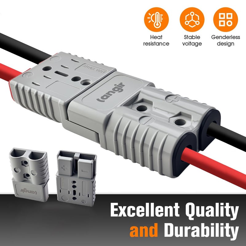 LANGIR 4 Pack 175AMP Battery Quick Connect Disconnect Kit - 1/0 AWG Wire Harness Plug Set for Winch, RV, Truck, Car, ATV, Motor - Heavy Duty Power Connector with Cables (Red) - Image 3